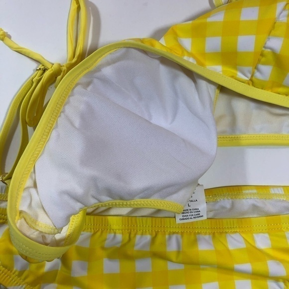Cremiux Yellow Check 2 Piece Swimsuit L - Picture 12 of 12